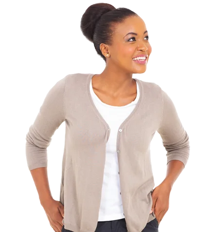 Women’s Health Pomona CA Smiling Testimonial Woman v2 A professionally dressed woman smiling and looking up