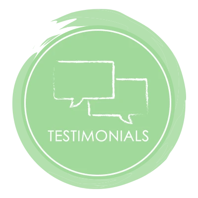 An icon reading "testimonials"